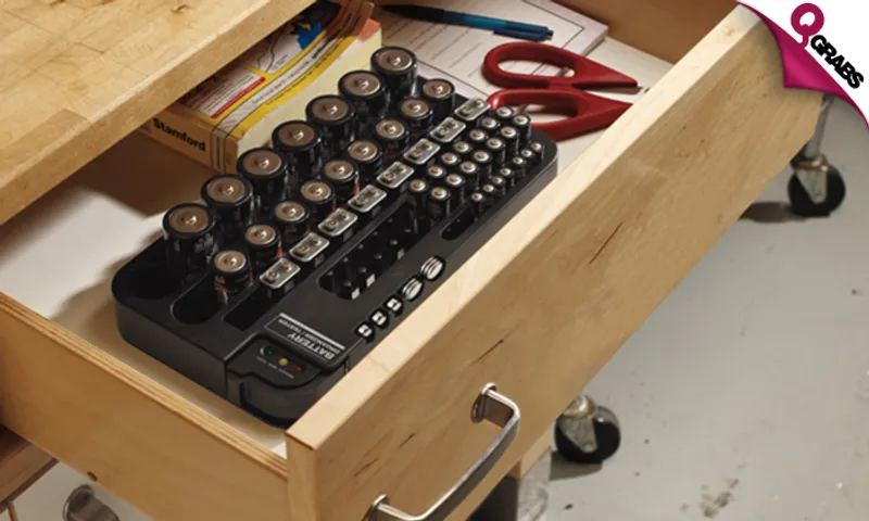 Battery Organizer with Removable Battery Tester!
